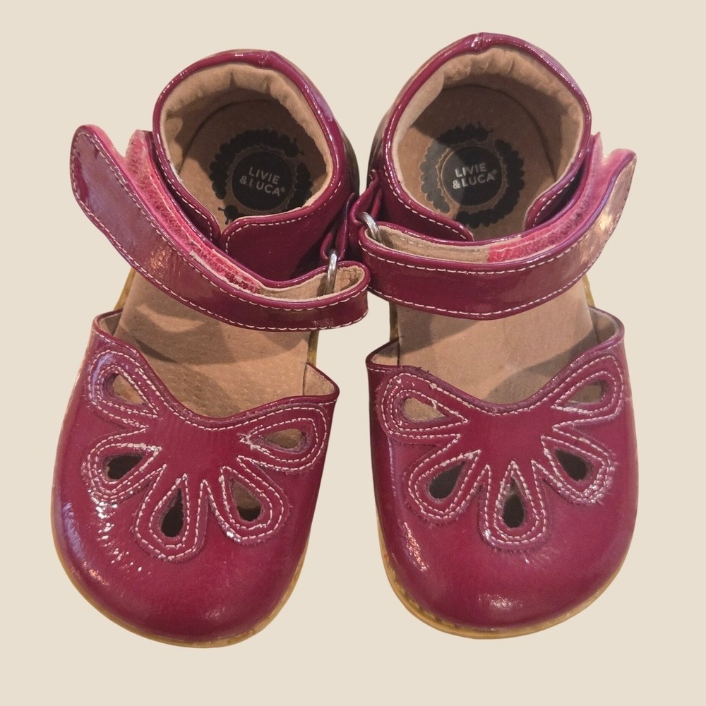 Livie & Luca Petal Magenta Pink Patent Leather Mary Jane Shoes Girls Size 7